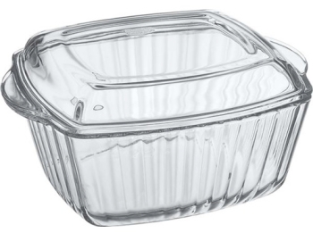 Pekáč sklo 26x22v11cm čtvercový s víkem 3 l. PASA